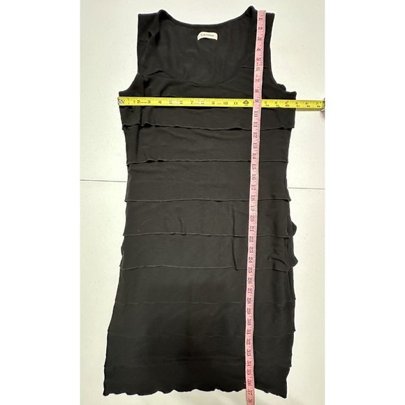 Calvin Klein Black Tiered‎ Sleeveless Knee Length Shift Dress Stretch Petite 10P - Picture 4 of 5